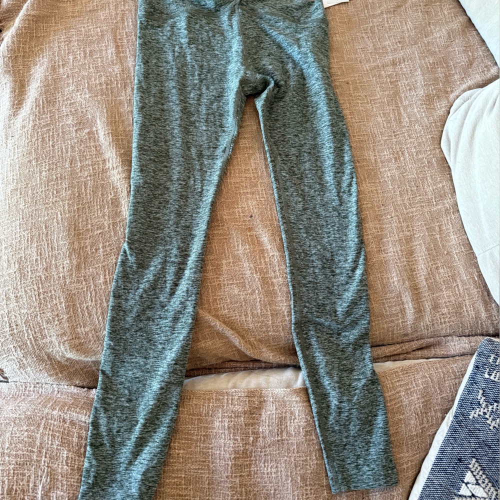 Beyond Yoga Heathered Green Leggings & T-Front Top